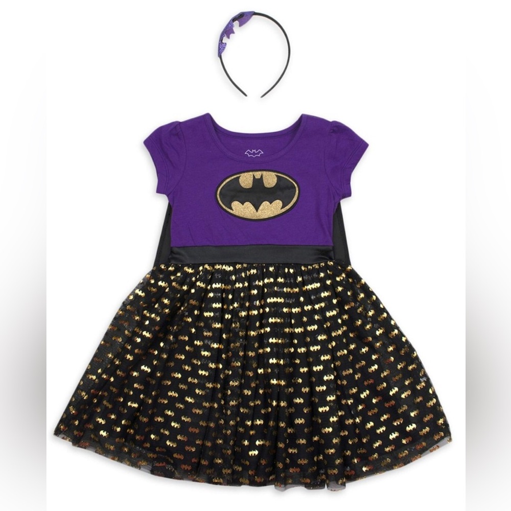 DC Purple and Gold Batgirl Girls Dress NWT Size 4T